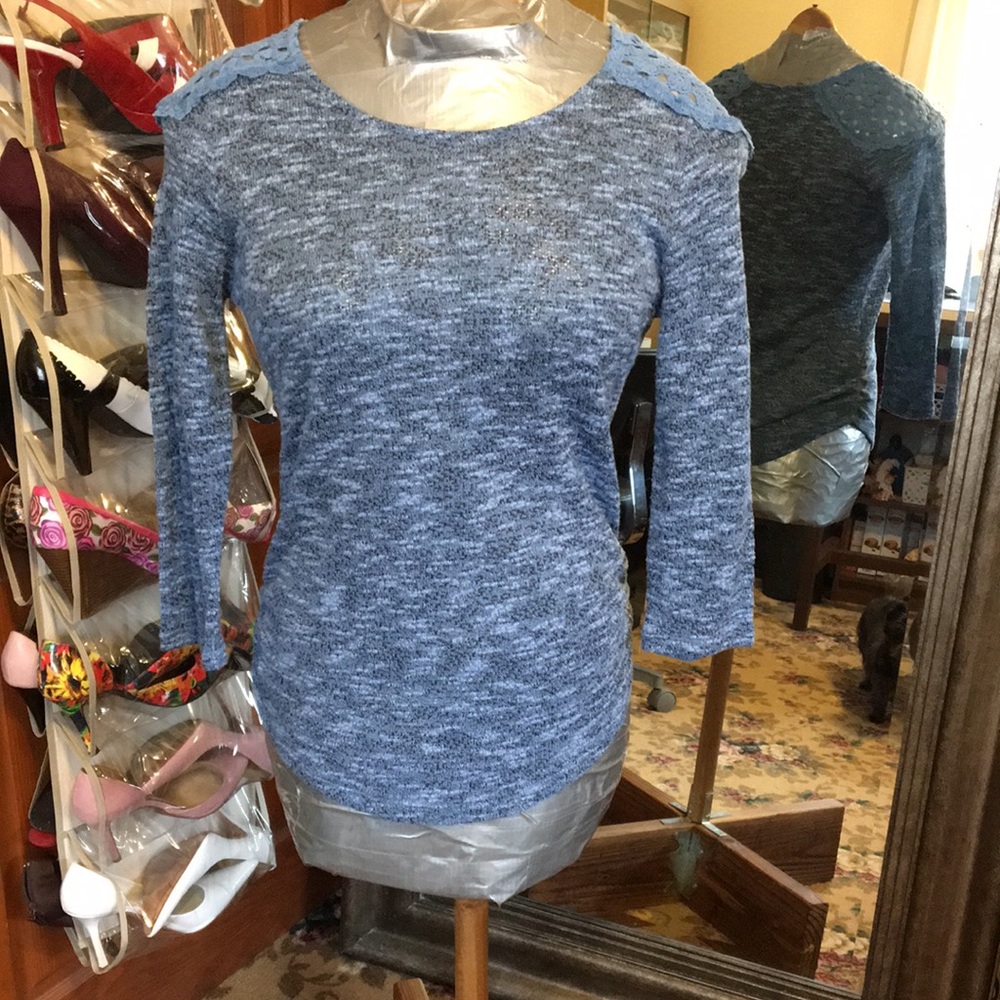 Blue crochet long sleeve shirt